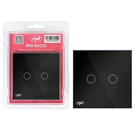 Pni Sh Glazen Double Touch Schakelaar Zwart Met Led Indicator