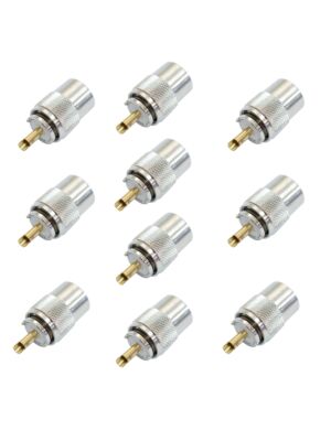 Set van 10 PNI PL259-stekkers voor RG213-kabel, gouden centrale pin 9 mm