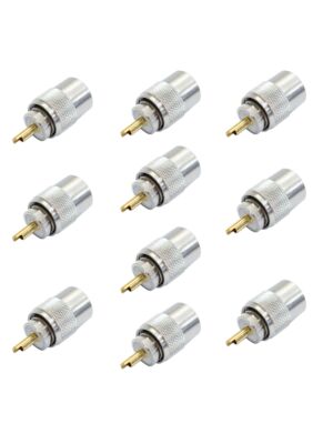 Set van 10 PNI PL259-stekkers voor RG58-kabel, gouden centrale pin 9 mm