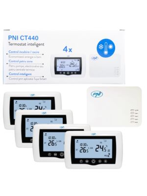 Slimme thermostaat PNI CT440 draadloos, met WiFi, bediening van 4 zones via internet, voor verwarmingsinstallaties, pompen, elektrov