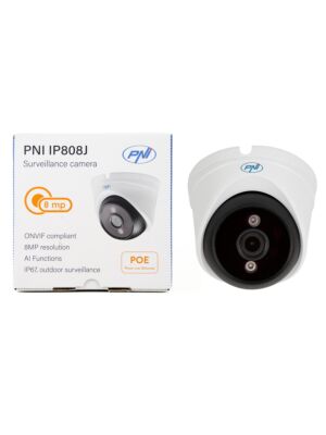 Videobewakingscamera PNI IP808J, POE, 8MP, black light, 2,8 mm lens, voor buitengebruik, wit