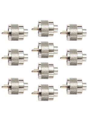 Set van 10 stuks PNI PL259 korte stekker voor RG58 kabel met vergulde centrale pin 6 mm