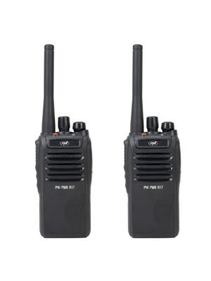 Kit van 2 draagbare radiostations PNI PMR R17 446MHz, 0,5W, 16 PMR-kanalen en 50 CTCSS- en 104 DCS-tonen, programmeerbaar, Li-Ion