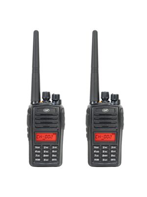 Kit van 2 draagbare radiostations PNI PMR R18, 446MHz, 0,5W, 128 kanalen, 16 PMR en 50 CTCSS en 104 DCS-tonen, FM-radio, prog