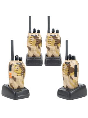 Kit van 4 draagbare radiostations PNI PMR R40 CAMO-batterijen, opladers en hoofdtelefoon inbegrepen