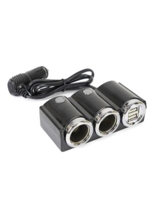 Auto-sigarettenaanstekersplitter PNI Aansteker 20 12V/24V 2 uitgangen, 2 x USB, LED-indicator