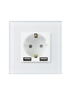 PNI WP103 eenvoudige inbouwdoos met glazen frame en 2 USB-poorten