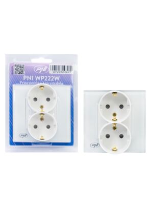 PNI WP222W eenvoudig x2 inbouwstopcontact met wit glazen frame