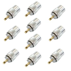 Set van 10 PNI PL259-stekkers voor RG213-kabel, gouden centrale pin 9 mm