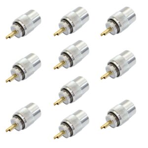 Set van 10 PNI PL259-stekkers voor RG58-kabel, gouden centrale pin 9 mm