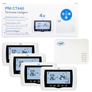 Slimme thermostaat PNI CT440 draadloos, met WiFi, bediening van 4 zones via internet, voor verwarmingsinstallaties, pompen, elektrov