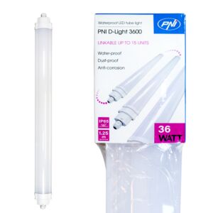 Lineair LED-verlichtingsarmatuur PNI D-Light 3600, 36W, 6500k, afgedicht IP65, met bescherming tegen water, stof en corrosie, voor 