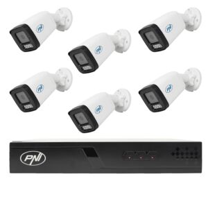 NVR POE PNI House IP716J videobewakingspakket, 6 PNI IP505J camera's, 5MP en kabels inbegrepen