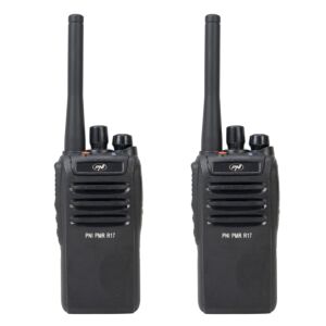 Kit van 2 draagbare radiostations PNI PMR R17 446MHz, 0,5W, 16 PMR-kanalen en 50 CTCSS- en 104 DCS-tonen, programmeerbaar, Li-Ion