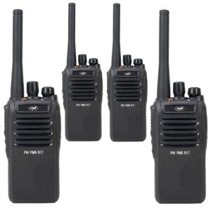 Kit van 4 draagbare radiostations PNI PMR R17 446MHz, 0,5W, 16 PMR-kanalen en 50 CTCSS- en 104 DCS-tonen, programmeerbaar, Li-Ion