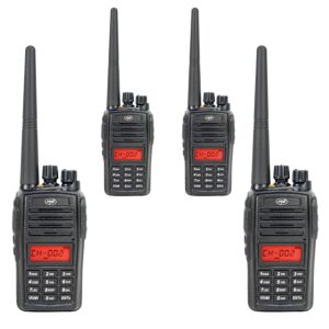 Kit van 4 draagbare radiostations PNI PMR R18, 446MHz, 0,5W, 128 kanalen, 16 PMR en 50 CTCSS en 104 DCS-tonen, FM-radio, prog