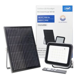 PNI GreenHouse WS50 50W LED-reflector met zonnepaneel, 6000mAh batterij, afstandsbediening, instelbare timing en helderheid,